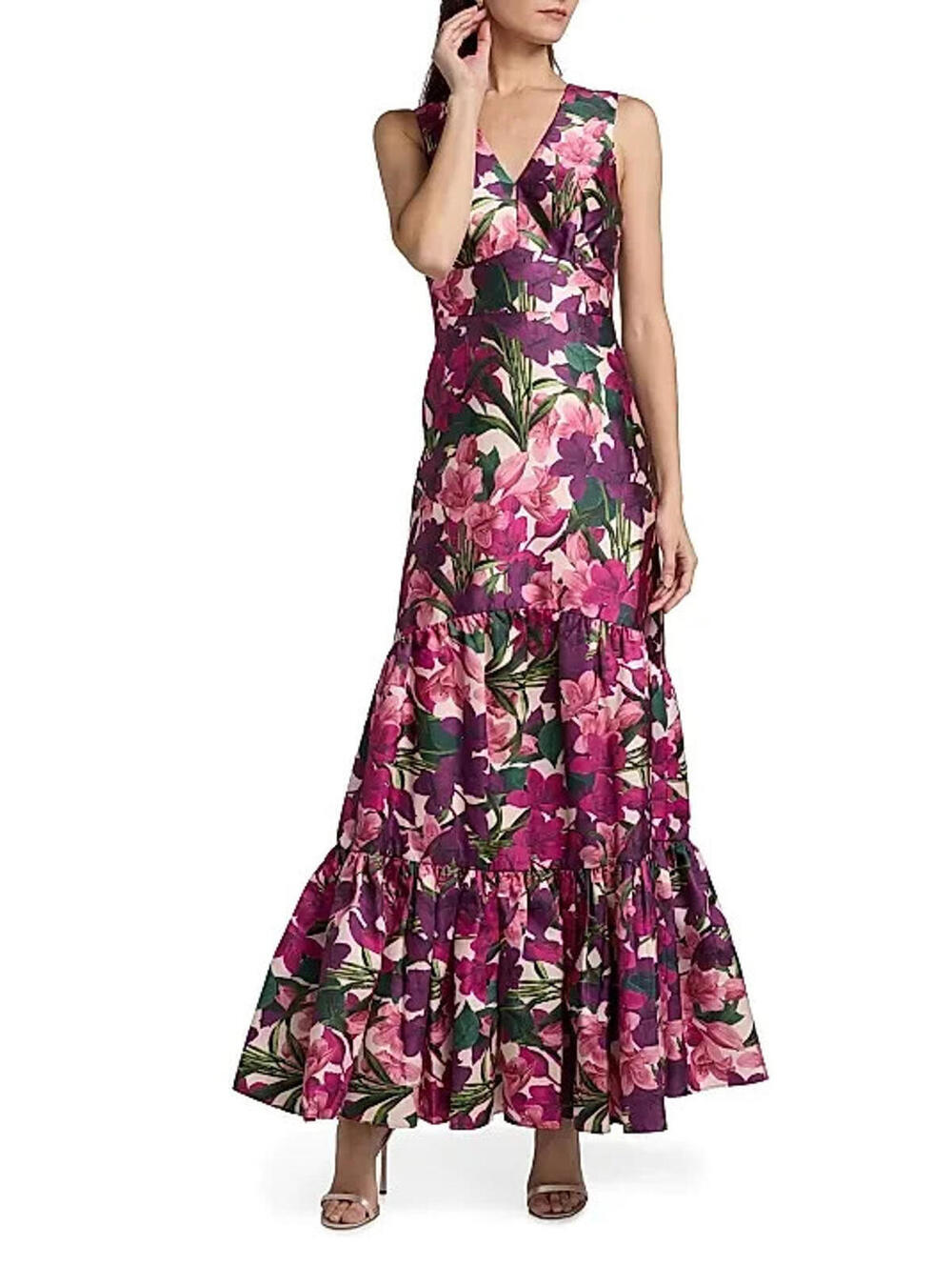 NEW, SACHIN & BABI Rori Floral Sleeveless Mikado Gown SZ 12 #LD260 - Picture 3 of 11